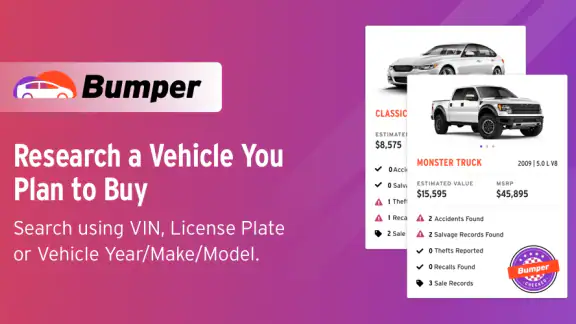 Bumper Vehicle History Reports screenshot