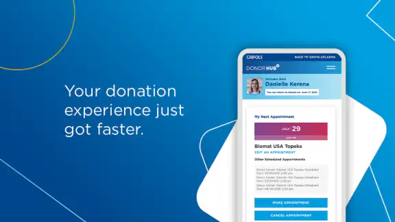 Grifols Plasma Donor Hub screenshot