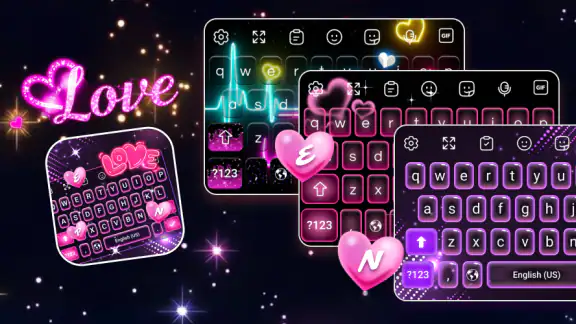 Keyboard - Neon Love Theme screenshot