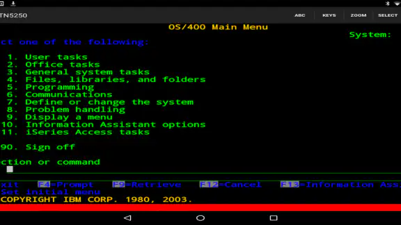Mocha TN5250 screenshot