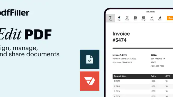 pdfFiller Edit, fill, sign PDF screenshot
