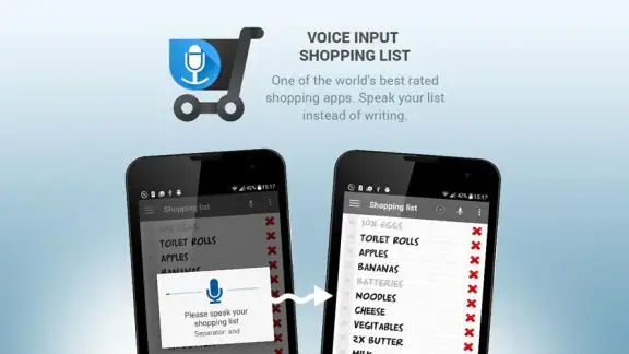 Shopping list voice input screenshot