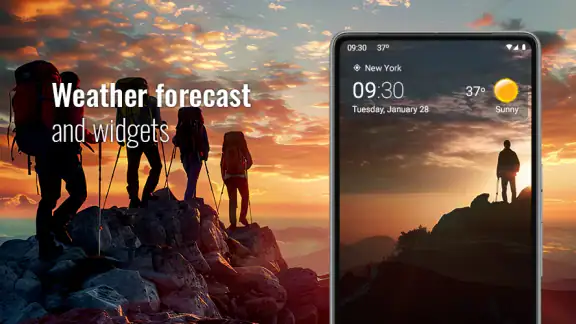 Transparent clock and weather screenshot