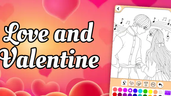 Valentines love coloring book screenshot