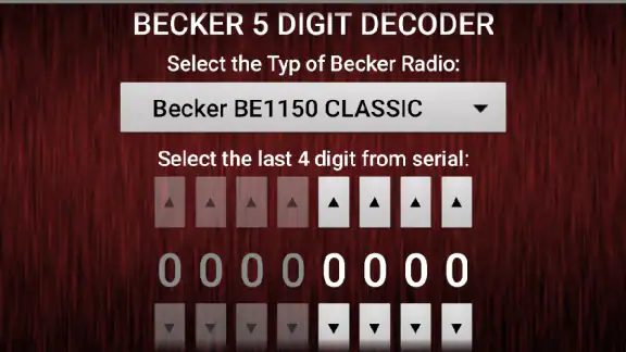Becker 5Digit Radio Code screenshot