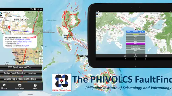 The PHIVOLCS FaultFinder screenshot