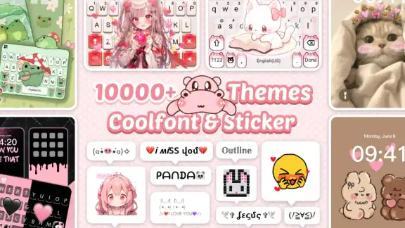 Bàn phím Pink Cute Hippo screenshot