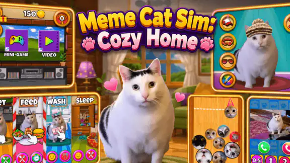 Meme Cat Sim: Cozy Home screenshot