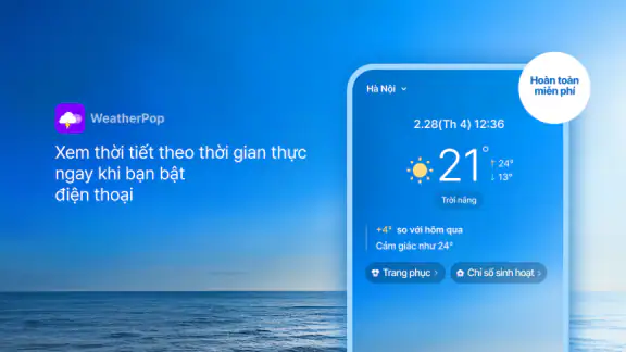 WeatherPop TiếngViệt +báo thức screenshot