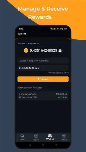 BTC Cloud Mining - CryptoRise screenshot