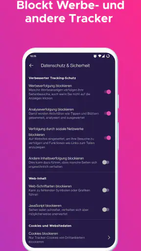 Firefox Klar Browser screenshot