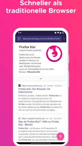 Firefox Klar Browser screenshot