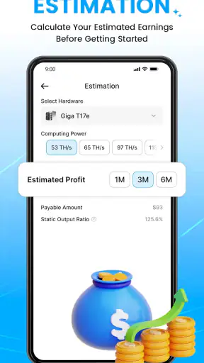 Giga Miner, Bitcoin Mining screenshot