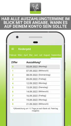 Kindergeld Auszahlungstermine screenshot