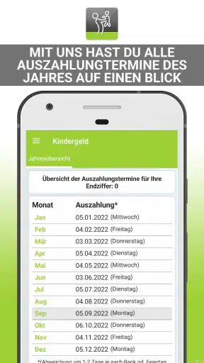 Kindergeld Auszahlungstermine screenshot