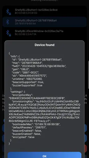 Shelly BLE Debug screenshot