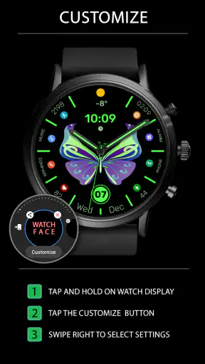 WFP 305 Butterfly watch face screenshot