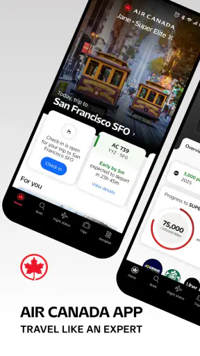 Air Canada + Aeroplan screenshot