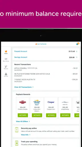 Netspend screenshot