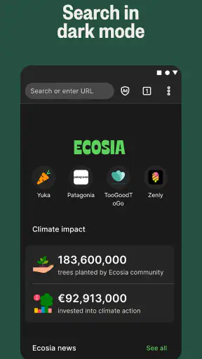 Ecosia: Search to plant trees screenshot