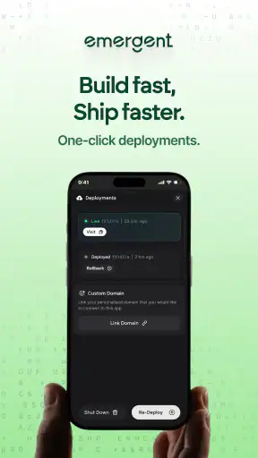 Emergent AI: Vibe Code Apps screenshot