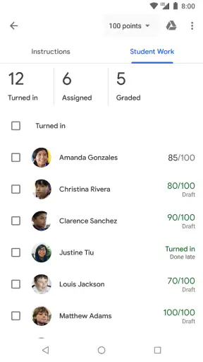 Google Classroom screenshot