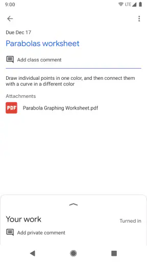 Google Classroom screenshot