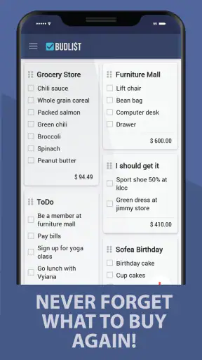 Grocery Shopping List -BudList screenshot
