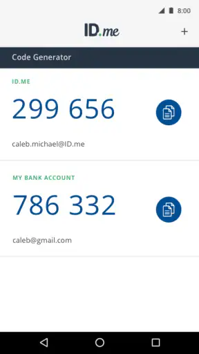ID.me Authenticator screenshot