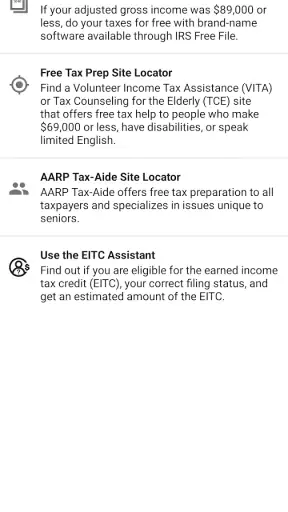 IRS2Go screenshot
