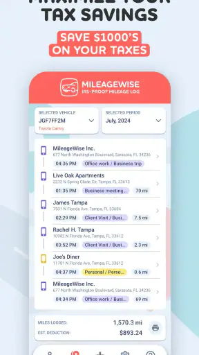 Mileage Tracker by MileageWise screenshot