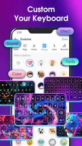 Neon LED Keyboard: RGB & Emoji screenshot