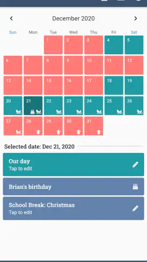 Our Days Co-Parenting Calendar screenshot