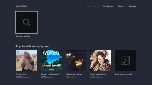 Pandora Music for TV screenshot