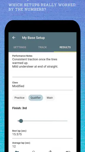 RC Setup App & Race Log screenshot