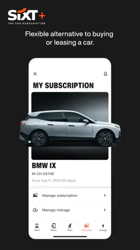 SIXT rent. share. ride. plus. screenshot