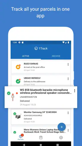 Track your parcels - 1Track screenshot
