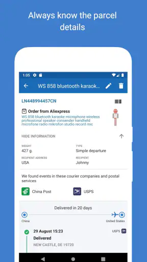 Track your parcels - 1Track screenshot