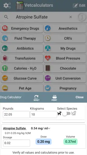 Vetcalculators screenshot