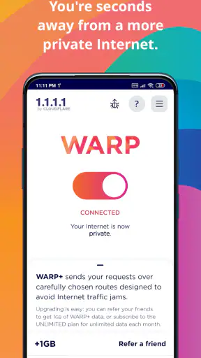 1.1.1.1 + WARP: Safer Internet screenshot