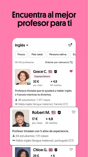 Aprender idiomas con Preply screenshot