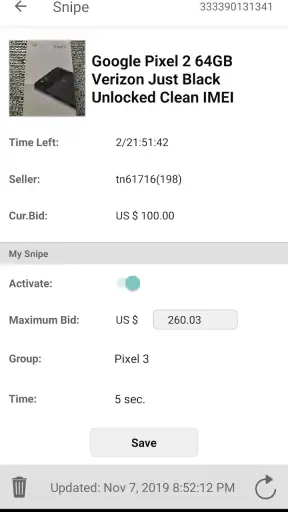 Auction Bid Sniper para eBay screenshot