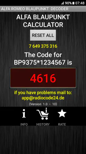 Blaupunkt Alfa RadioCodeDecode screenshot
