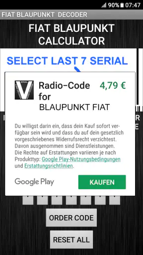 BlaupunktBosch Fiat Radio Code screenshot