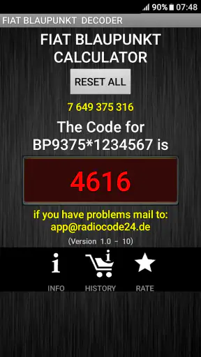 BlaupunktBosch Fiat Radio Code screenshot