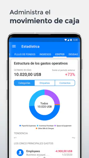 Board: ventas, flujo de caja screenshot