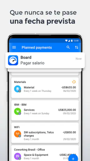 Board: ventas, flujo de caja screenshot