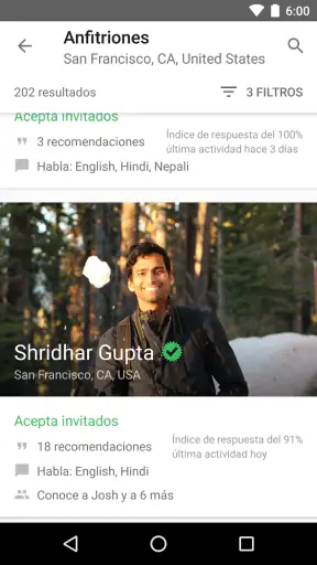 Couchsurfing Travel App screenshot