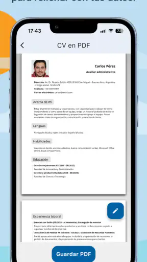 Crear CV Currículum Vítae PDF screenshot