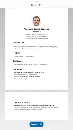 Crear CV Currículum Vítae PDF screenshot